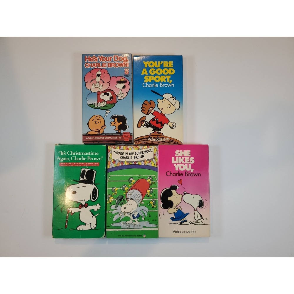 Charlie Brown Peanuts VHS Lot (5) Christmas Super Bowl Snoopy Classics